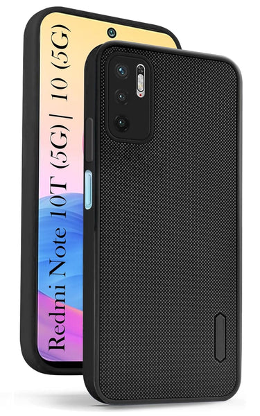 VAKIBO Niukin Dotted Design Black Coloured Soft TPU Rubber Back Cover Case With Camera Protection Ring Suitable for Mi Redmi Note 10T 5G