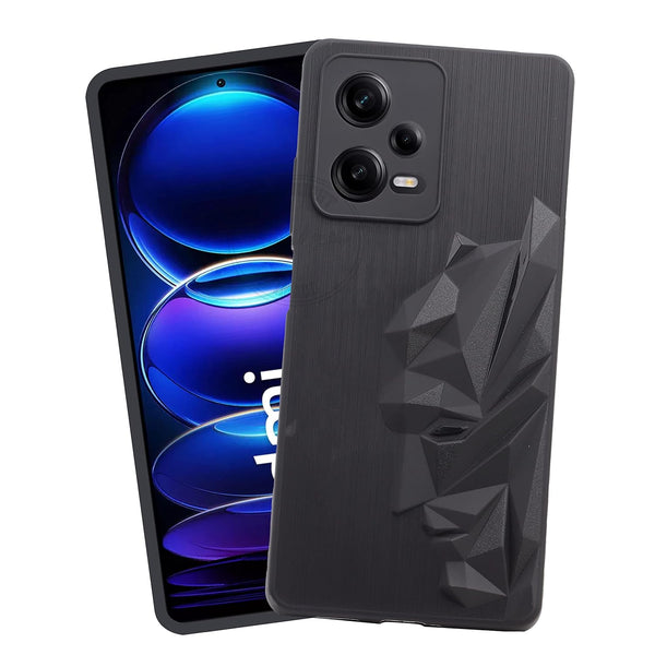 VAKIBO Bat Man 3D Mask Design Black Coloured Soft TPU Back Cover Case With Camera Protection Ring Suitable for Mi Redmi Note 12