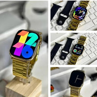 Series 9 Golden 24k Edition Smartwatch (Gold Stainless Steel and Synthetic Black Strap)