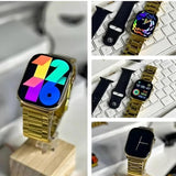 Series 9 Golden 24k Edition Smartwatch (Gold Stainless Steel and Synthetic Black Strap)