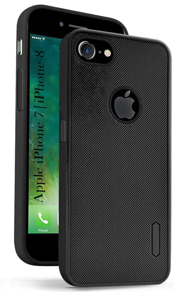 VAKIBO Niukin Dotted Design Black Coloured Soft TPU Rubber Back Cover Case With Camera Protection Ring Suitable for iPhone 7