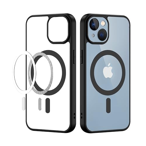 VAKIBO Megnatic Magsafe Transparent Soft with Hard back Back Cover Case With Camera Protection Ring Suitable for Apple iPhone 14