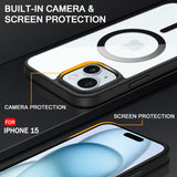 VAKIBO Megnatic Magsafe Transparent Soft with Hard back Back Cover Case With Camera Protection Ring Suitable for Apple iPhone 15