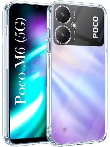 VAKIBO Premium Clear 1.5MM Thick Transparent Soft TPU Rubber Back Cover Case With Camera Protection Suitable for Mi Poco M6 5G