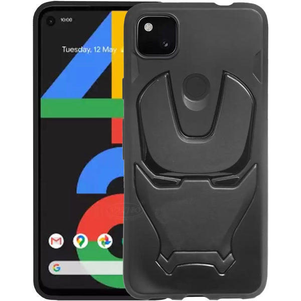 VAKIBO 3D Iron Man Avenger Series Black Premium Quality Back Cover Made With Soft TPU/ Silicon Rubber Suitable For Google Pixel 4A