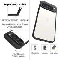 VAKIBO Best Selling Black and Transparent Coloured Made With Soft TPU and Acrylic Back Cover Case With 4 Corner and Camera Protection Suitable for Google Pixel 10 Pro