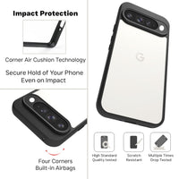 VAKIBO Best Selling Black and Transparent Coloured Made With Soft TPU and Acrylic Back Cover Case With 4 Corner and Camera Protection Suitable for Google Pixel 10