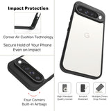 VAKIBO Best Selling Black and Transparent Coloured Made With Soft TPU and Acrylic Back Cover Case With 4 Corner and Camera Protection Suitable for Google Pixel 10