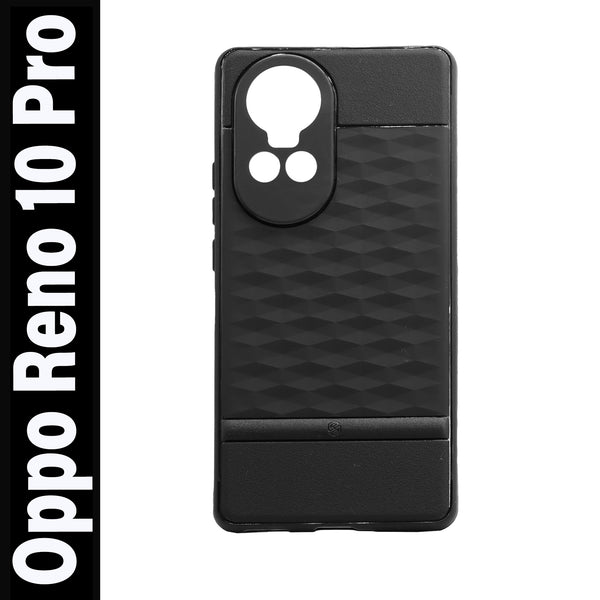 VAKIBO Parallax Design Black Coloured Made with Soft Rubber TPU Back Cover Case Camera Protection Ring Suitable for Oppo Reno 10 Pro