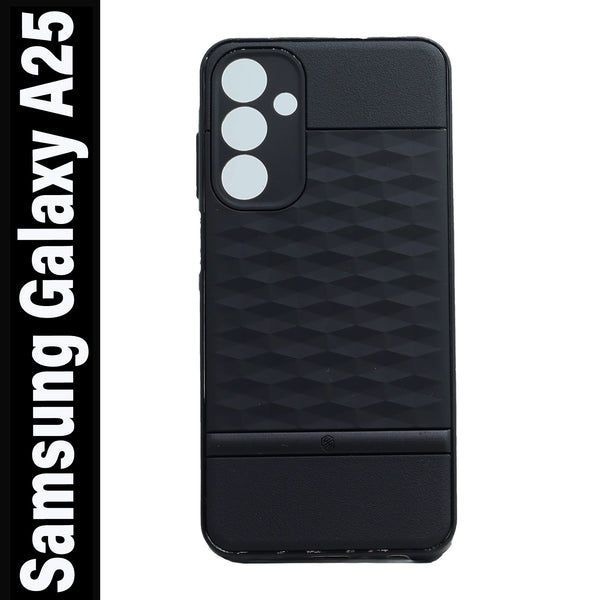 VAKIBO Parallax Design Black Coloured Soft TPU Rubber Back Cover Case With Camera Protection Ring Suitable for Samsung Galaxy A25