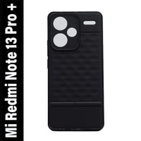 VAKIBO Parallax Design Black Coloured Made with Soft Rubber TPU Back Cover Case Camera Protection Ring Suitable for Mi Redmi Note 13 Pro Plus