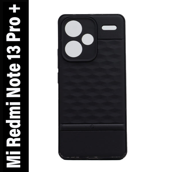 VAKIBO Parallax Design Black Coloured Made with Soft Rubber TPU Back Cover Case Camera Protection Ring Suitable for Mi Redmi Note 13 Pro Plus