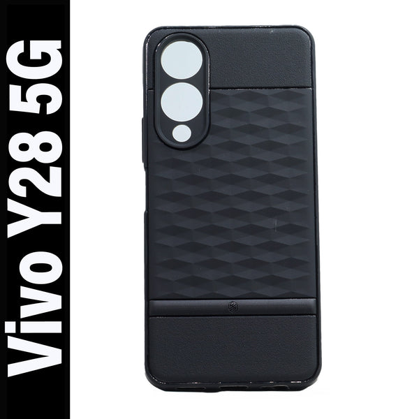 VAKIBO Parallax Design Black Coloured Soft TPU Rubber Back Cover Case With Camera Protection Ring Suitable for Vivo Y28