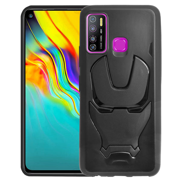 VAKIBO Iron Man 3D Mask Design Blue Coloured Soft TPU Back Cover Case With Camera Protection Ring Suitable for infinix Hot 9 Pro