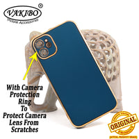 VAKIBO Golden Chrome Border Dark Blue Coloured Soft TPU Back Cover Case With Camera Protection Suitable for iPhone 11