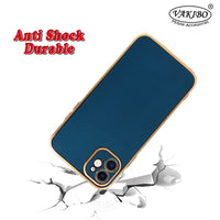 VAKIBO Golden Chrome Border Dark Blue Coloured Soft TPU Back Cover Case With Camera Protection Suitable for iPhone 11