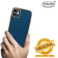 VAKIBO Golden Chrome Border Dark Blue Coloured Soft TPU Back Cover Case With Camera Protection Suitable for iPhone 11