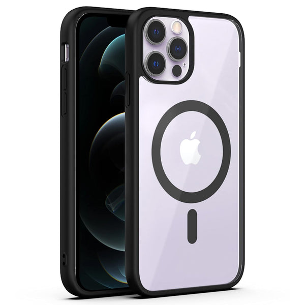 VAKIBO Megnatic Magsafe Transparent Soft with Hard back Back Cover Case With Camera Protection Ring Suitable for Apple iPhone 12 Pro Max