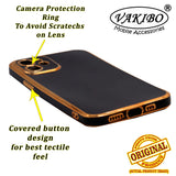 VAKIBO Golden Chrome Border Black Coloured Soft TPU Back Cover Case With Camera Protection Suitable for iPhone 12