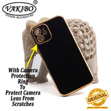 VAKIBO Golden Chrome Border Black Coloured Soft TPU Back Cover Case With Camera Protection Suitable for iPhone 12