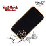 VAKIBO Golden Chrome Border Black Coloured Soft TPU Back Cover Case With Camera Protection Suitable for iPhone 12