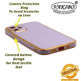 VAKIBO Golden Chrome Border Purple Coloured Soft TPU Back Cover Case With Camera Protection Suitable for iPhone 12