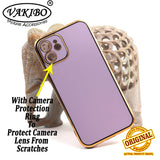 VAKIBO Golden Chrome Border Purple Coloured Soft TPU Back Cover Case With Camera Protection Suitable for iPhone 12