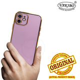 VAKIBO Golden Chrome Border Purple Coloured Soft TPU Back Cover Case With Camera Protection Suitable for iPhone 12