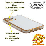 VAKIBO Golden Chrome Border White Coloured Soft TPU Back Cover Case With Camera Protection Suitable for iPhone 12