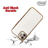 VAKIBO Golden Chrome Border White Coloured Soft TPU Back Cover Case With Camera Protection Suitable for iPhone 12