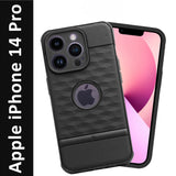 VAKIBO Parallax Design Black Coloured Soft TPU Rubber Back Cover Case With Camera Protection Ring Suitable for iPhone 14 Pro