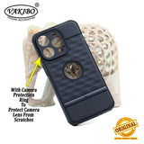 VAKIBO Parallax Design Black Coloured Soft TPU Rubber Back Cover Case With Camera Protection Ring Suitable for iPhone 14 Pro