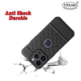 VAKIBO Parallax Design Black Coloured Soft TPU Rubber Back Cover Case With Camera Protection Ring Suitable for iPhone 14 Pro