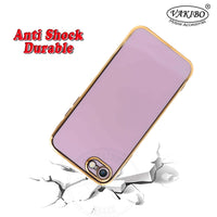 VAKIBO Golden Chrome Border Purple Coloured Soft TPU Back Cover Case With Camera Protection Suitable for iPhone 7