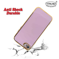 VAKIBO Golden Chrome Border Purple Coloured Soft TPU Back Cover Case With Camera Protection Suitable for iPhone 8
