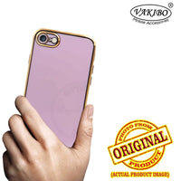 VAKIBO Golden Chrome Border Purple Coloured Soft TPU Back Cover Case With Camera Protection Suitable for iPhone 8