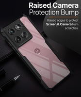 VAKIBO Best Selling Black and Transparent Coloured Made With Soft TPU and Acrylic Back Cover Case With 4 Corner and Camera Protection Suitable for Moto Edge 60 5G