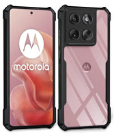 VAKIBO Best Selling Black and Transparent Coloured Made With Soft TPU and Acrylic Back Cover Case With 4 Corner and Camera Protection Suitable for Moto Edge 60 5G