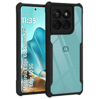 VAKIBO Best Selling Black and Transparent Coloured Made With Soft TPU and Acrylic Back Cover Case With 4 Corner and Camera Protection Suitable for Moto Edge 60 5G