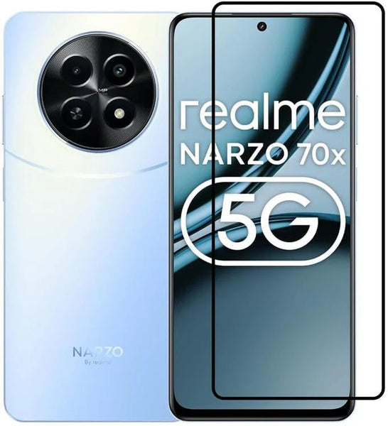 Super Premium Quality Tempered Glass Screen Guard Protector With Black Border Suitable For Realme Narzo 70x 5G