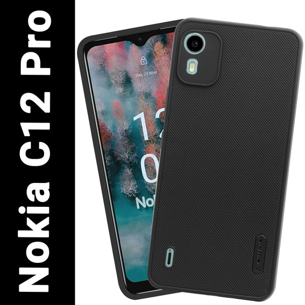 VAKIBO Niukin Dotted Black Coloured Made with Silicon Rubber TPU Back Cover Case Suitable for Nokia C12 Pro