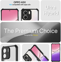 VAKIBO Best Selling Black and Transparent Coloured Made With Soft TPU and Acrylic Back Cover Case With 4 Corner and Camera Protection Suitable for Oppo A5x