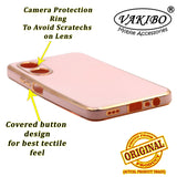 VAKIBO Golden Chrome Border Peach Coloured Soft TPU Back Cover Case With Camera Protection Suitable for OPPO A17
