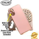 VAKIBO Golden Chrome Border Peach Coloured Soft TPU Back Cover Case With Camera Protection Suitable for OPPO A17