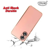VAKIBO Golden Chrome Border Peach Coloured Soft TPU Back Cover Case With Camera Protection Suitable for OPPO A17