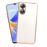 VAKIBO Golden Chrome Border White Coloured Soft TPU Back Cover Case With Camera Protection Suitable for OPPO A17