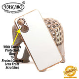 VAKIBO Golden Chrome Border White Coloured Soft TPU Back Cover Case With Camera Protection Suitable for OPPO A17