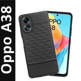 VAKIBO Parallax Design Black Coloured Soft TPU Rubber Back Cover Case With Camera Protection Ring Suitable for Oppo A38