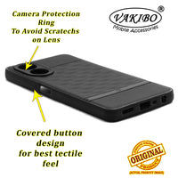 VAKIBO Parallax Design Black Coloured Soft TPU Rubber Back Cover Case With Camera Protection Ring Suitable for Oppo A38