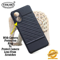 VAKIBO Parallax Design Black Coloured Soft TPU Rubber Back Cover Case With Camera Protection Ring Suitable for Oppo A38